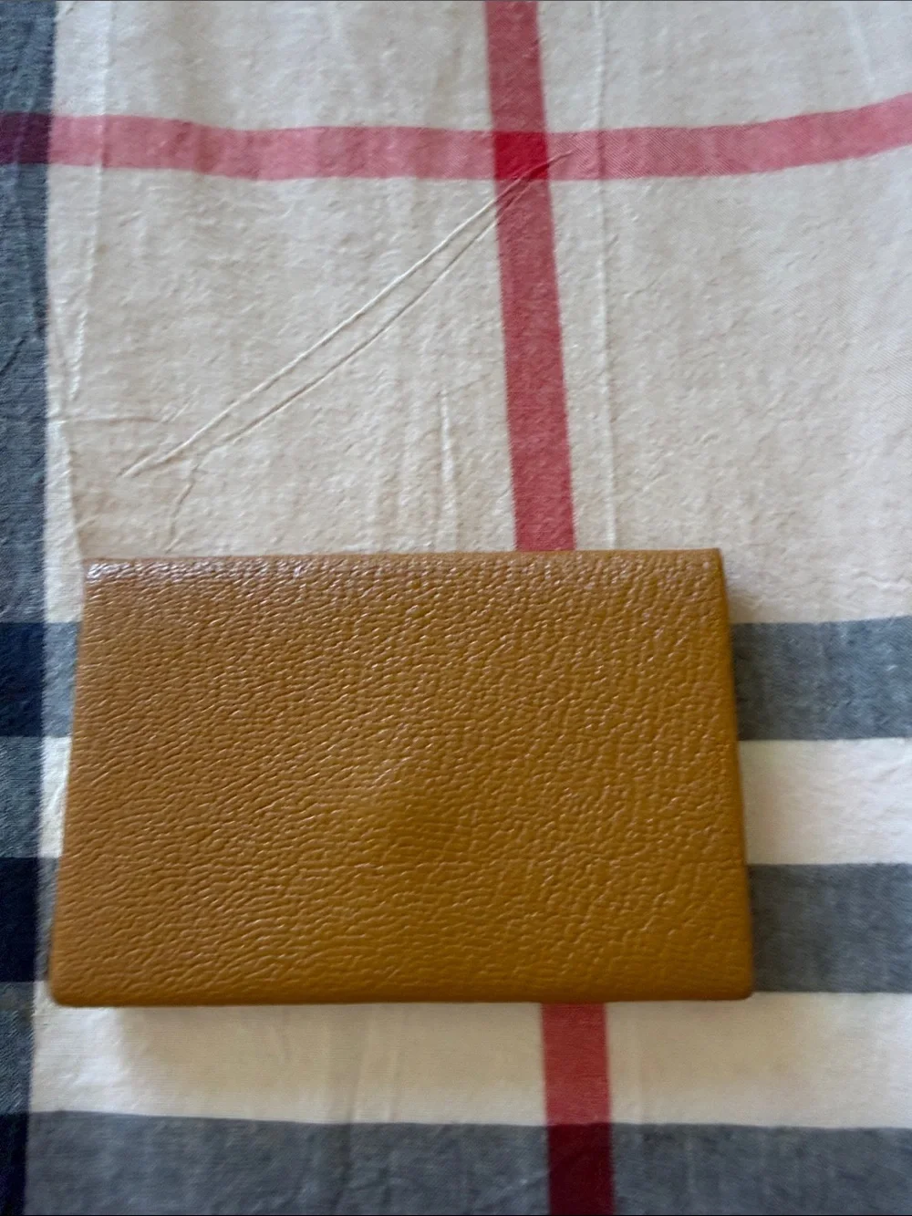 Hermes Tan Pebbled Leather Card Case